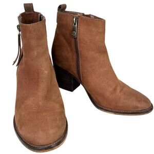 Blondo Waterproof Leather Booties Brown 8.5M Double Zipper